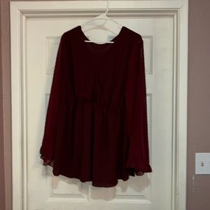 SHEIN chiffon wrap front clip dot sleeve babydoll blouse